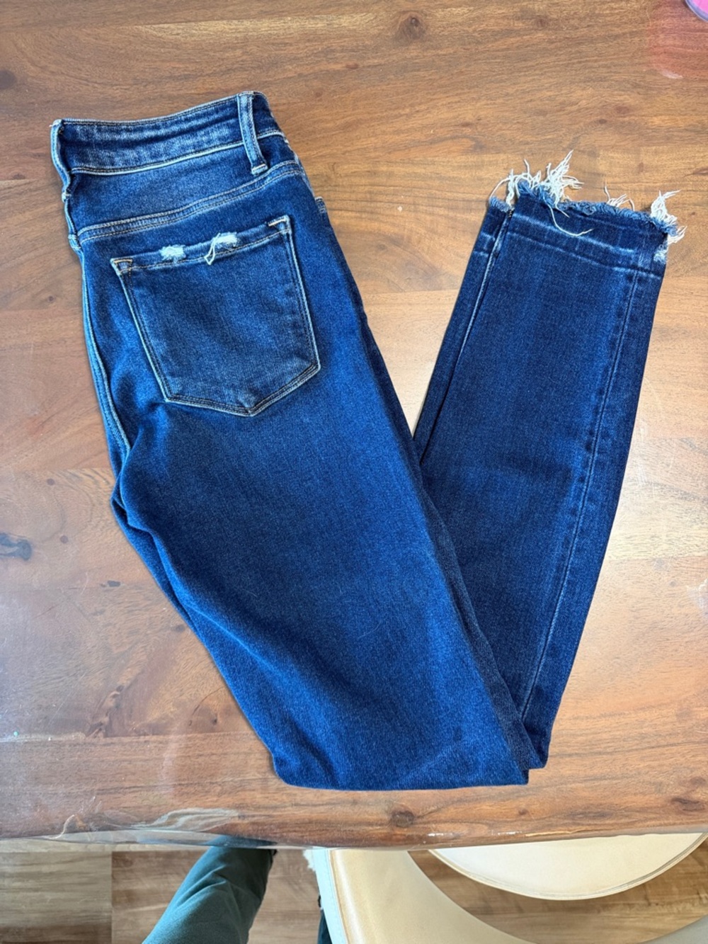 Flying Monkey Indigo Raw Hem Ankle Skinny Jeans